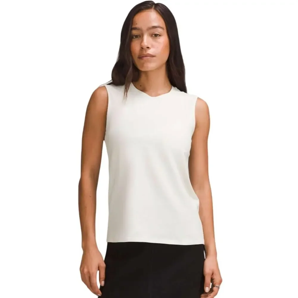 Lululemon Organic Cotton Crewneck Tank Top Size Large Bone